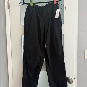 lets Frans Black Elastic Waist Pants w/ Drawstrings